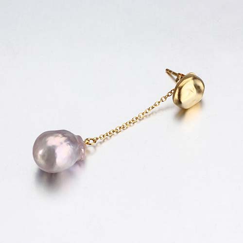 Sterling silver pink baroque pearl dangle earrings