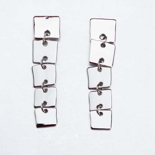 925 sterling silver square link earrings