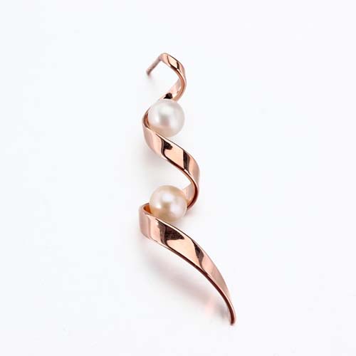 925 sterling silver pearl spiral earrings