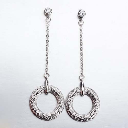 925 sterling silver cz ring drop earrings