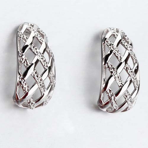 925 sterling silver curved mesh earrings