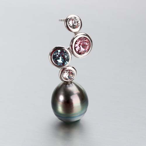 925 sterling silver tahiti pearl colored cz earrings