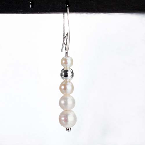 925 sterling silver pearl beaded hook earrings