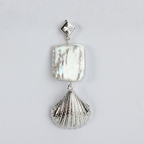 Sterling silver cz baroque pearl shell earrings