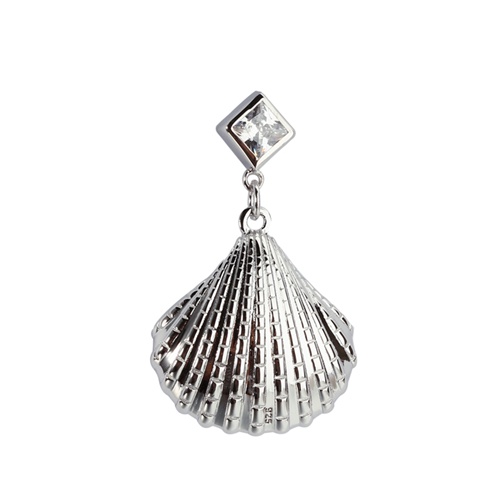925 sterling silver diamond cz conch shell earrings