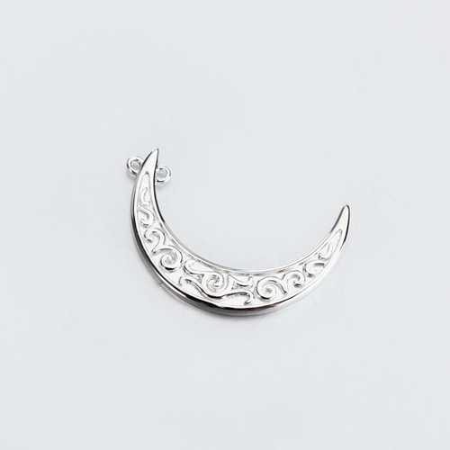 925 sterling silver engraved filigree moon charm