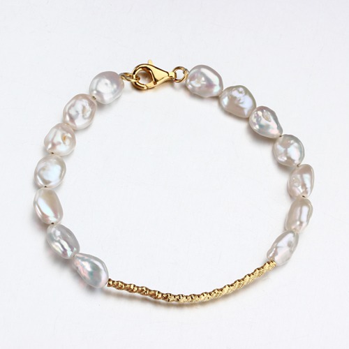 925 sterling silver baroque pearl bead bracelet