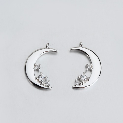 925 sterling silver cz crescent moon charm