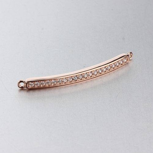 925 silver cz curved bar bracelet connector charm
