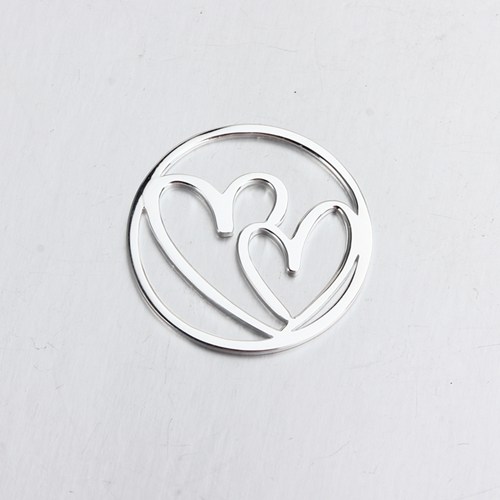 925 sterling silver double love heart pendant