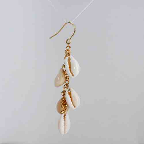 925 sterling silver multi-ring chain with shell hook earrings
