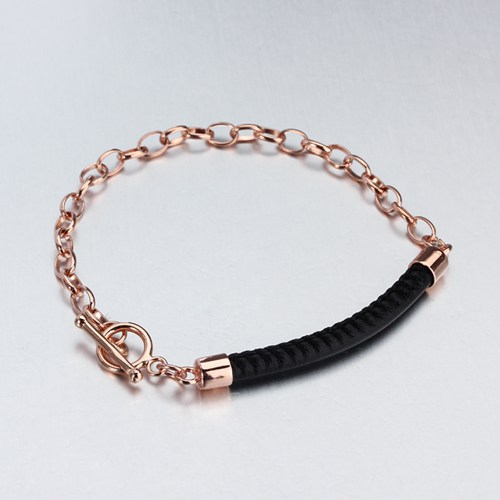 Leather cord 925 sterling silver toggle bracelet
