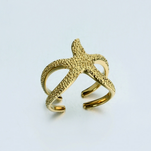 925 sterling silver hammer starfish open ring