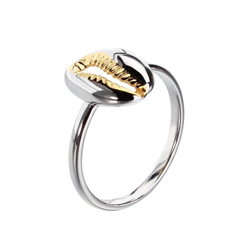 925 sterling silver two tone plated shell ring