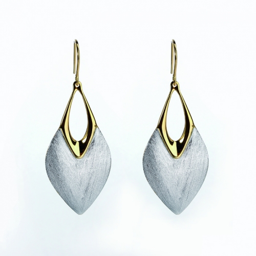 Renfook 925 sterling silver brushed effect fashion women earring jewelry