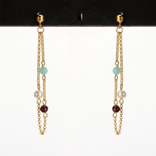 Renfook 925 sterling silver  gemstone stone earrings/pearl earrings