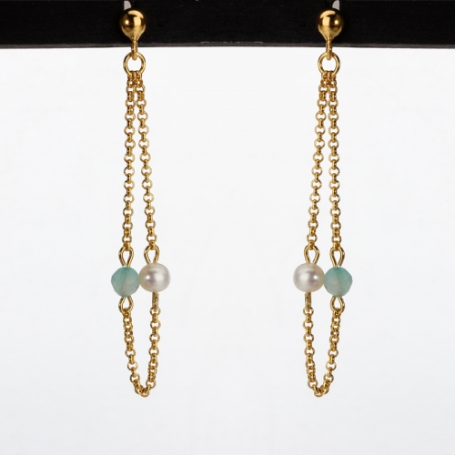Renfook 925 sterling silver  gemstone/pearl earrings/ handmade earring