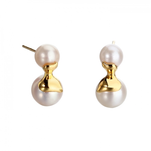 Renfook 925 sterling silver 2020 two pearl earrings