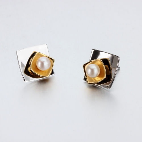 Renfook 925 sterling silver pearl earrings stud