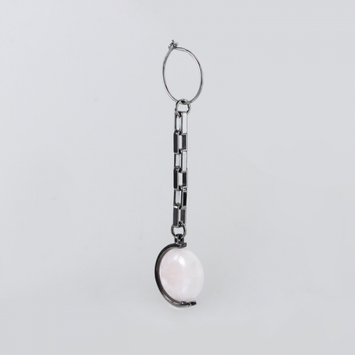 Renfook 925 sterling silver gemstones lone-link chain hoop earrings