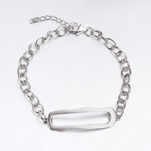 Renfook 925 sterling silver brush surface bracelets for women