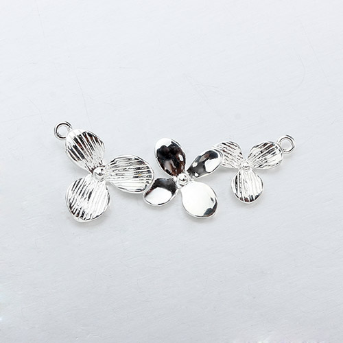 Renfook Sterling silver three-flowers connector for spring