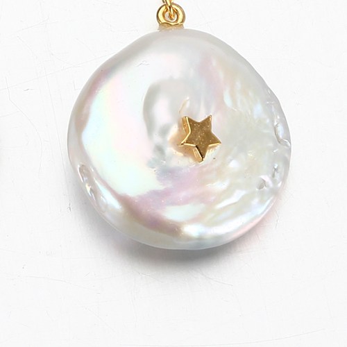 Renfook sterling silver 925 round baroque pearl charm
