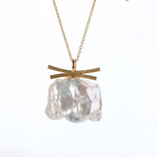 Renfook 925 sterling silver freshwater baroque pearl necklace women