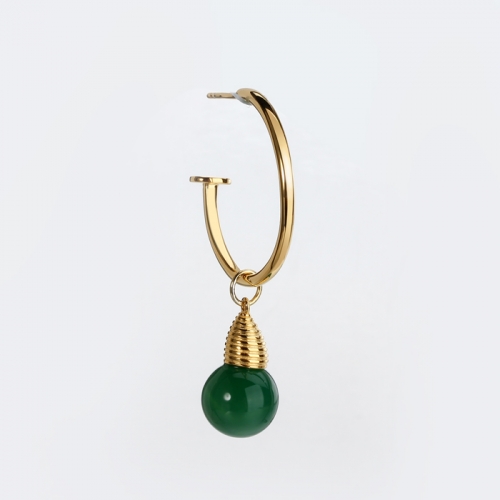 Renfook 925 sterling silver green agate fashion earring jewerly