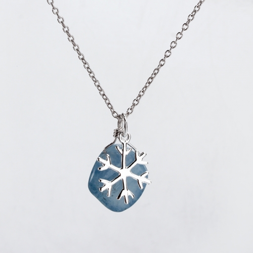 Renfook 925 sterling silver gemstone snowflake pendant necklace