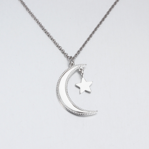 Renfook 925 sterling silver moon and star pendant