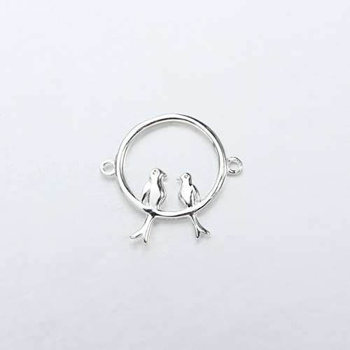 Renfook Sterling silver two birds in cage connector for DIY making