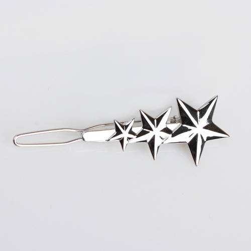 Renfook 925 sterling silver simple three star shape hair clip