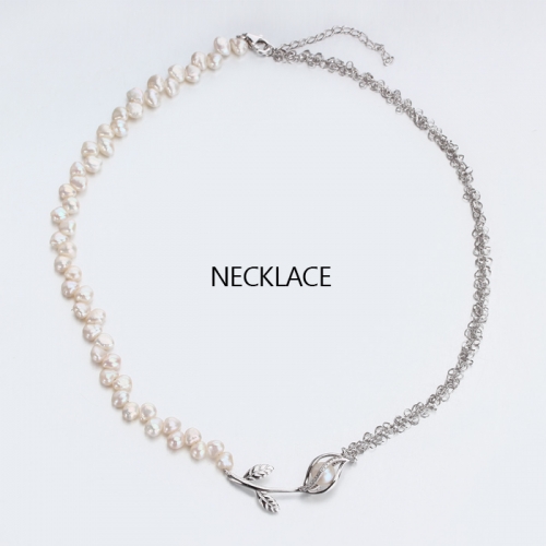 Renfook 925 sterling silver pearl and flower women necklaces