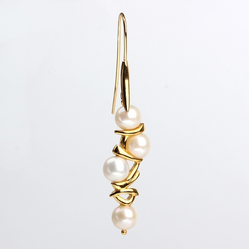 Renfook 925 sterling silver unique pearl design earrings