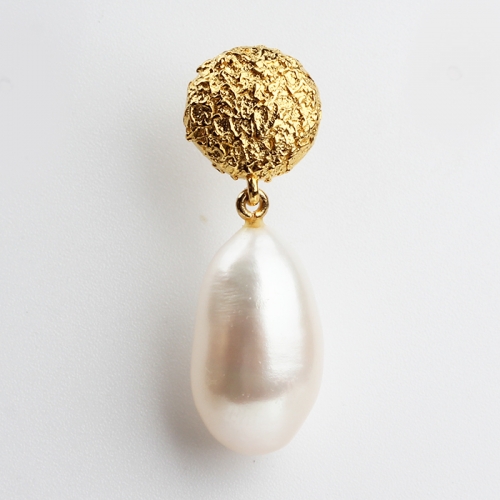 Renfook 925 sterling silver hammer surface pearl women earrings