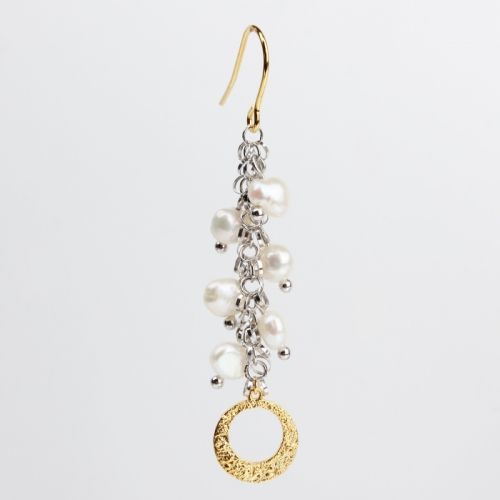 Renfook 925 sterling silver hammer surface pearl fashion earrings 2020