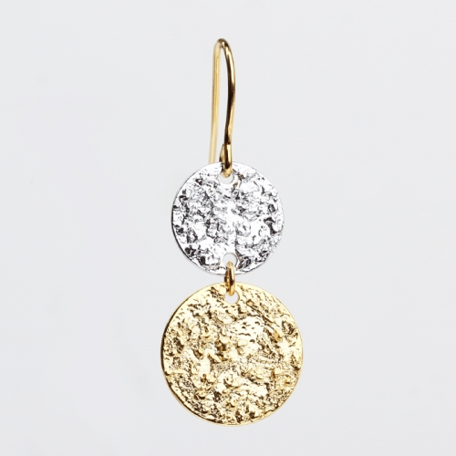 Renfook 925 sterling silver simple hammer surface earrings elegant