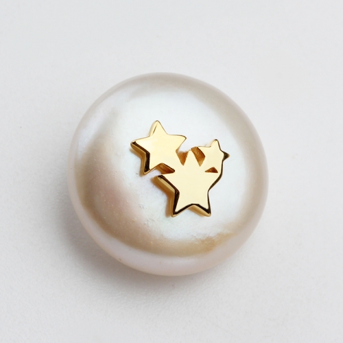 Renfook 925 sterling silver freshwater round flat pearl stud earring with stars