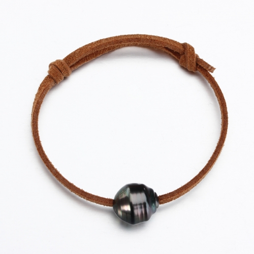 Renfook jewelry leather cord 925 sterling silver pearl bracelet