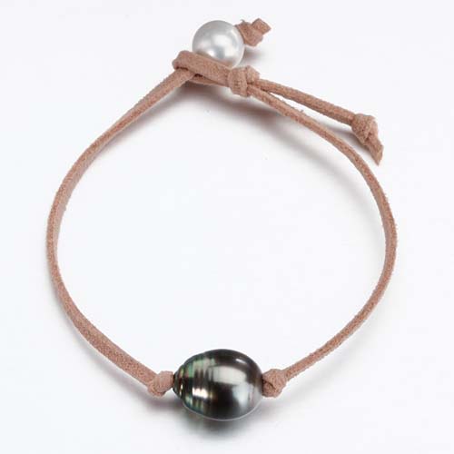 Renfook jewelry leather cord 925 sterling silver pearl bracelet