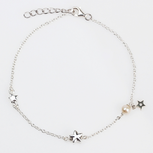 Renfook 925 sterling silver freshwater pearl star bracelet jewelry