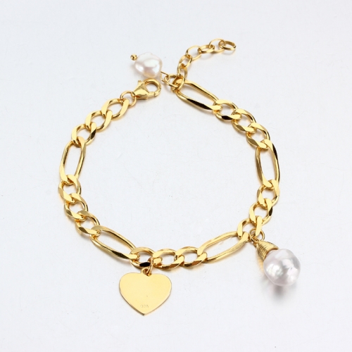 Renfook 925 sterling silver pearl heart bracelet women jewelry