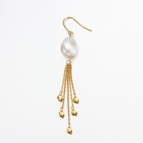 Renfook 925 sterling silver baroque pearl chain earring jewelry