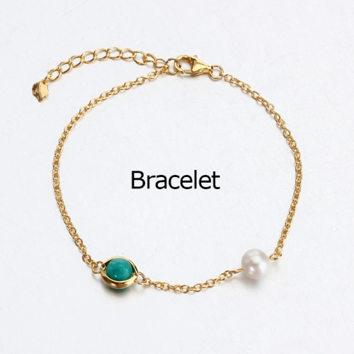 Renfook 925 sterling silver boho pearl bracelet for women