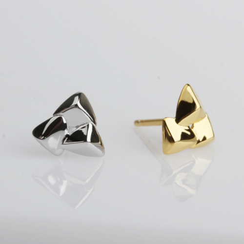 Renfook 925 sterling silver simple 3D polished effect earrings