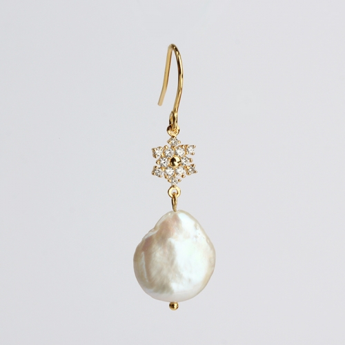 Renfook 925 sterling silver unique baroque pearl jewelry earrings for women