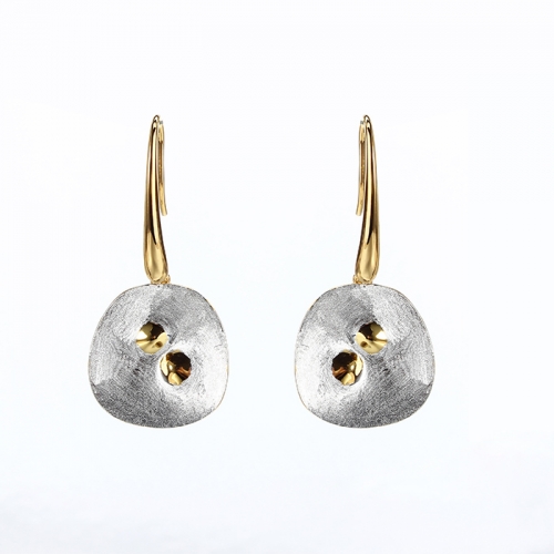 Renfook 925 sterling silver two-tone gold plated hook earrings