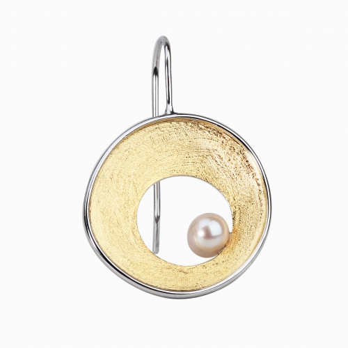 Renfook 925 sterling silver brushed effect pearl earring jewelry