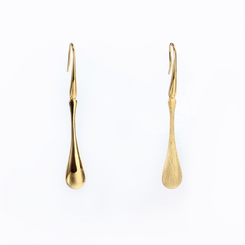 Renfook 925 sterling silver brushed bar hook earrings for women
